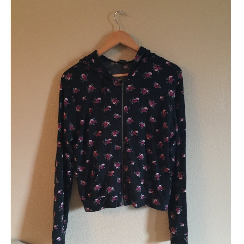 Floral zip up hoodie